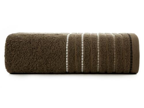 Bavlnený, jednofarebný uterák Azi s pruhovaným okrajom - čokoládovohnedý, gramáž 450 g/m2